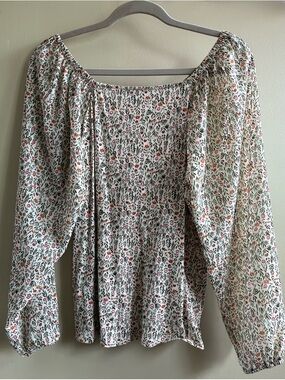 Loft Outlet Women's Cream Floral Blouse